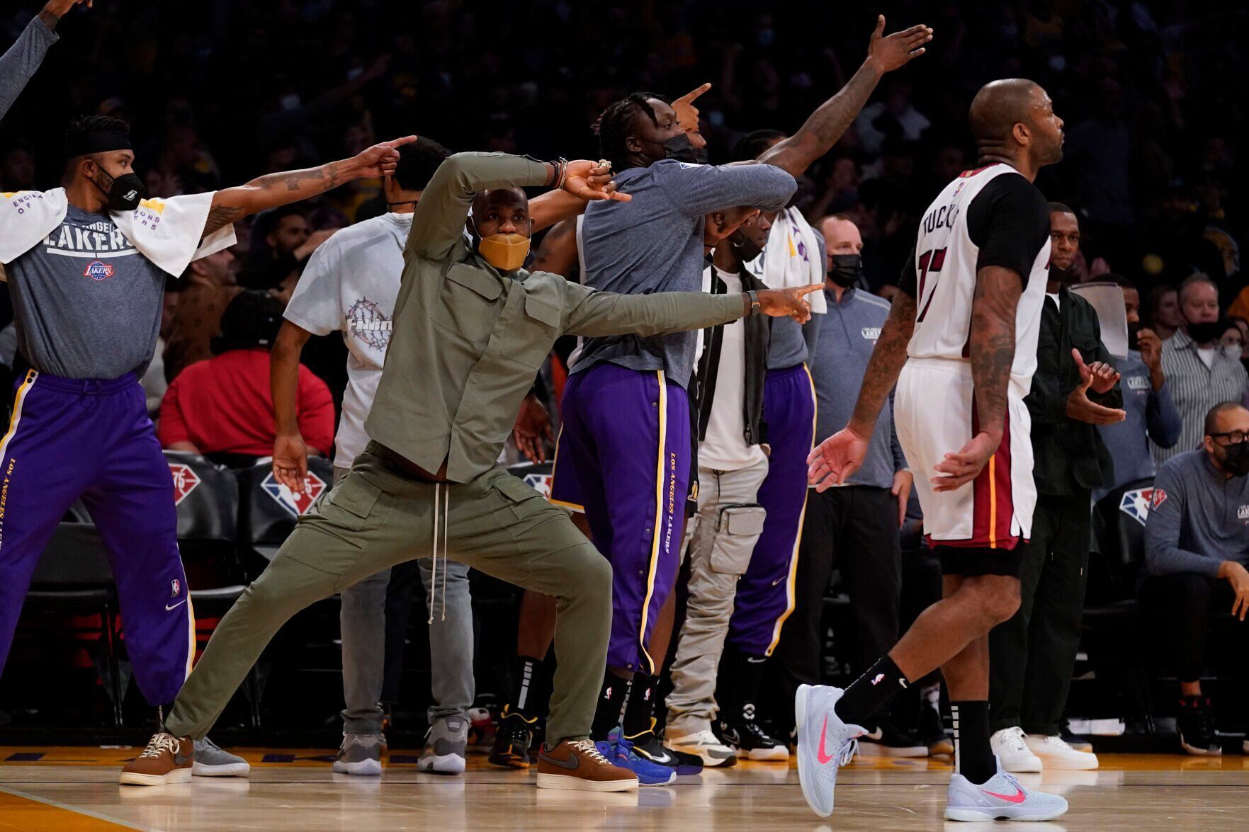 APTOPIX Heat Lakers Basketball